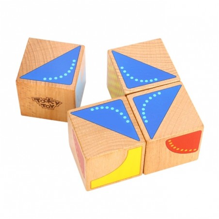 Tooky toy drewniane klocki sensoryczne kreatywne symetria 4 szt. + książeczka ze wzorami certyfikat fsc