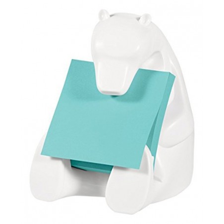 Podajnik do bloczków samoprzylepnych POST-IT® Miś (Bear-330), biały, w zestawie 1 bloczek Super Sticky Z-Notes