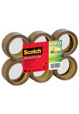 Taśma pakowa do wysyłek scotch® hot-melt (371), 50mm, 66m, brązowa - 6 szt