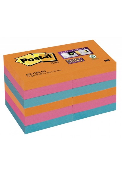 Karteczki samoprzylepne POST-IT® Super Sticky, 47,6x47,6mm, 12x90 kart., paleta Bangkok