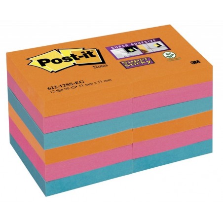 Karteczki samoprzylepne POST-IT® Super Sticky, 47,6x47,6mm, 12x90 kart., paleta Bangkok