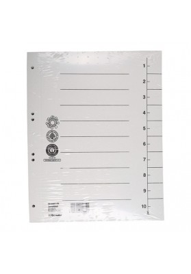 Przekładka DONAU, karton, A4, 235x300mm, 1-10, 1 karta, biała - 100 szt