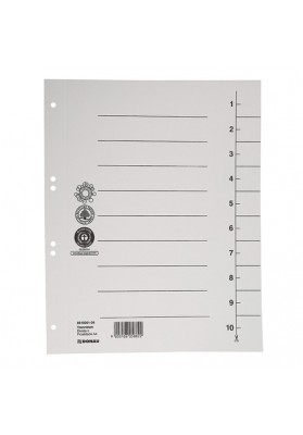Przekładka DONAU, karton, A4, 235x300mm, 1-10, 1 karta, biała - 100 szt
