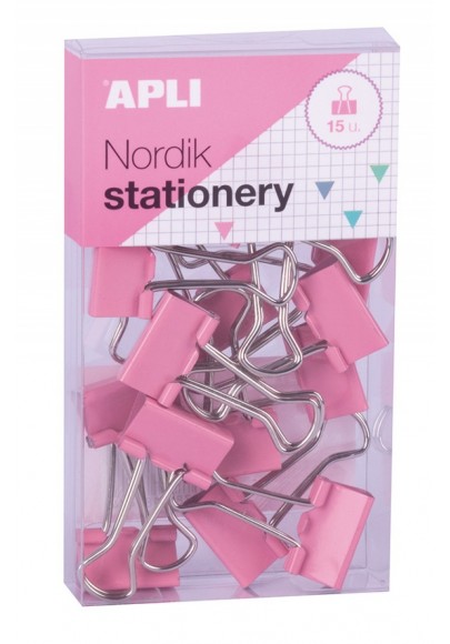 Klipy do dokumentów apli nordik, 19 mm, 15 szt., pudełko z zawieszką, mix kolorów pastel