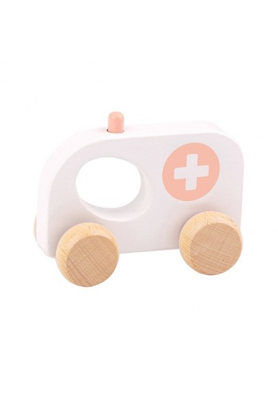 Tooky toy drewniane autko ambulans do pchania dla dzieci