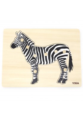VIGA Drewniane Puzzle Montessori Zebra z Pinezkami