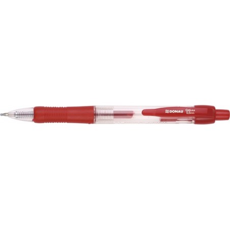 Długopis automatyczny żelowy donau z wodoodpornym tuszem 0,5mm, czerwony - 12 szt