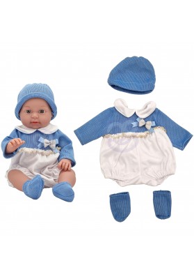 Woopie ubranko dla lalki zestaw sukienka czapeczka 43 - 46 cm niebieski