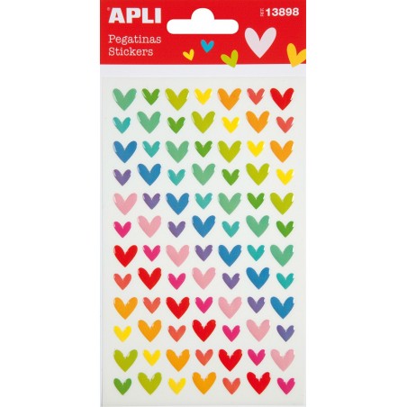Zestaw naklejek APLI, w kształcie serduszek, 84 szt., mix kolorów