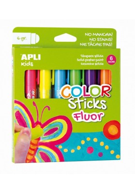 Farby w sztyfcie APLI, color sticks FLUO, 6x6 g. mix kolorów