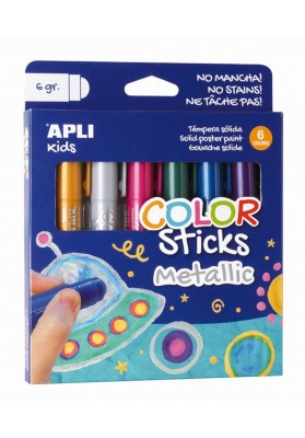 Farby w sztyfcie APLI, color sticks METALIC, 6x6 g. mix kolorów