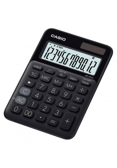Kalkulator biurowy casio ms-20uc-bk-b, 12-cyfrowy, 105x149,5mm, czarny