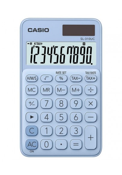Kalkulator kieszonkowy casio sl-310uc-lb-b, 10-cyfrowy, 70x118mm, jasnoniebieski
