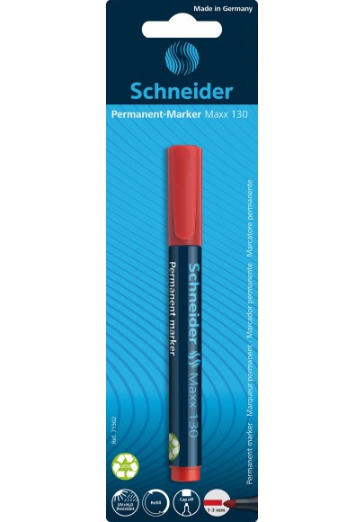 Marker permanentny schneider maxx 130, okrągły, 1-3mm, blister, czerwony