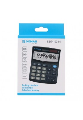 Kalkulator biurowy DONAU TECH, 10-cyfr. wyświetlacz, wym. 124x100x30 mm, czarny