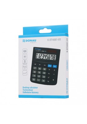 Kalkulator biurowy DONAU TECH, 8-cyfr. wyświetlacz, wym. 127x104x19 mm, czarny