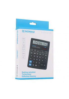 Kalkulator biurowy DONAU TECH, 16-cyfr. wyświetlacz, wym. 193x142x39 mm, czarny