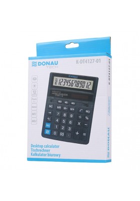 Kalkulator biurowy DONAU TECH, 12-cyfr. wyświetlacz, wym. 203x158x31 mm, czarny