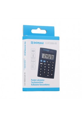 Kalkulator kieszonkowy DONAU TECH, 8-cyfr. wyświetlacz, wym. 85x56x9 mm, czarny