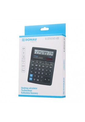 Kalkulator biurowy DONAU TECH, 14-cyfr. wyświetlacz, wym. 193x142x39 mm, czarny