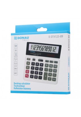 Kalkulator biurowy DONAU TECH, 12-cyfr. wyświetlacz, wym. 154x147x29 mm, biały
