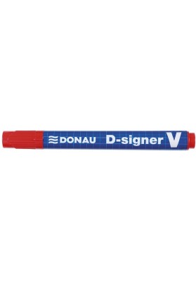 Marker permanentny donau d-signer v, ścięty, 1-4mm (linia), czerwony - 10 szt