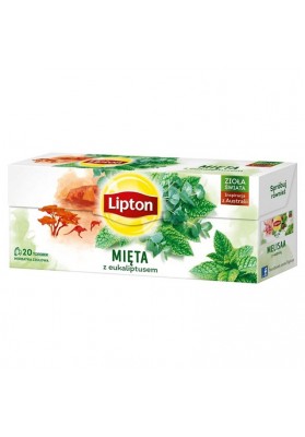 Herbata LIPTON, 20 torebek, ziołowa z miętą i eukaliptusem