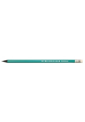 Ołówek syntetyczny z gumką DONAU, HB, lakierowany, zielony