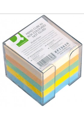 Kostka Q-CONNECT nieklejona, w pudełku, 83x83x75mm, ok. 750 kart., mix kolorów - 6 szt