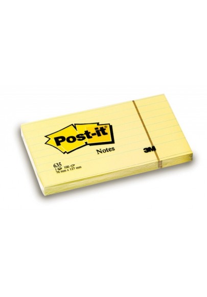 Karteczki samoprzylepne post-it® w linie (635), 127x76mm, 1x100 kart., żółte