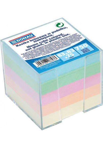 Kostka donau nieklejona, w pudełku, 92x92x82mm, mix kolorów