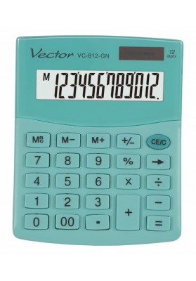 Kalkulator biurowy VECTOR KAV VC-812, 12-cyfrowy, 101x124mm, jasnozielony