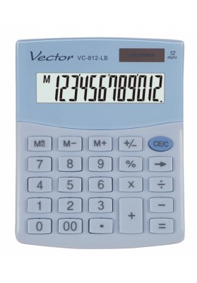 Kalkulator biurowy VECTOR KAV VC-812, 12-cyfrowy, 101x124mm, jasnoniebieski