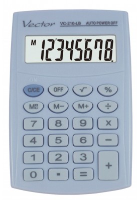 Kalkulator kieszonkowy VECTOR KAV VC-210III, 8- cyfrowy ,64x98,5mm, jasnoniebieski