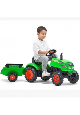 FALK Traktorek X Tractor Zielony z Przyczepką Klakson od 2 Lat