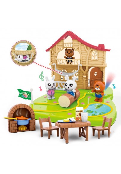 Woopie domek dla lalek leśny dom + figurki 2 szt. meble akc.