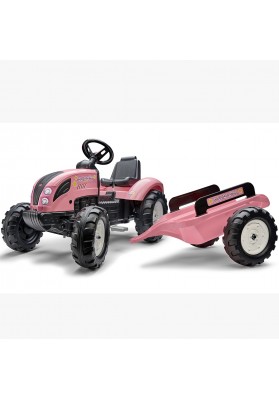 FALK Traktor Pink Country Star na Pedały z Przyczepką od 3 lat