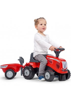 FALK Traktorek Baby Mac Cormick Czerwony z Przyczepką + akc. od 1 roku