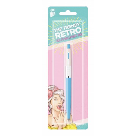 Długopis automatyczny ICO Retro 70'C, Pastel, blister, wkład niebieski, mix kolorów