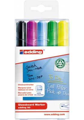Marker do tablic szkolnych e-90/5 S EDDING, 2-3mm, 5 szt., mix kolorów