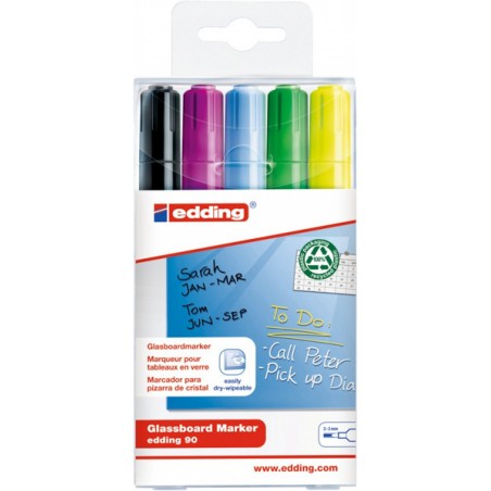 Marker do tablic szkolnych e-90/5 S EDDING, 2-3mm, 5 szt., mix kolorów
