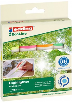 Zakreślacz e-24/4 EDDING ecoline, 2-5mm, 4 szt. mix kolorów