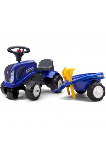 Falk traktorek baby new holland niebieski z przyczepką + akc. od 1 roku
