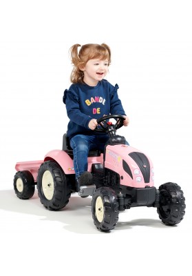 Falk traktor country star różowy na pedały + przyczepka i klakson od 2 lat.
