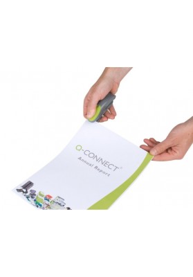 Zszywacz Q-CONNECT NO.10 Soft Grip Mini, zszywa do 12 kartek, szaro-zielony