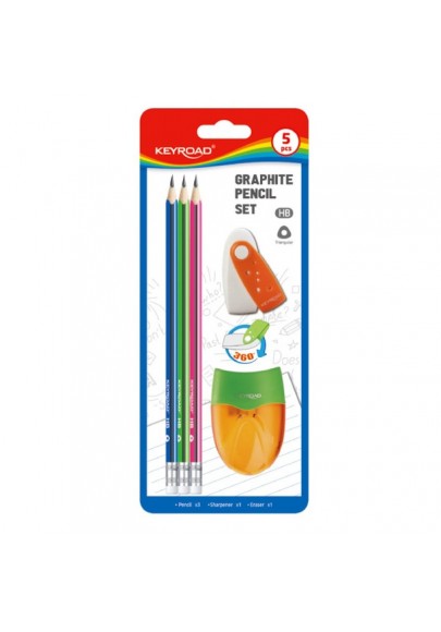 Zestaw szkolny keyroad pencil set, 5 elementów, blister, mix kolorów