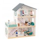 Tooky toy duży drewniany domek dla lalek + figurki fsc