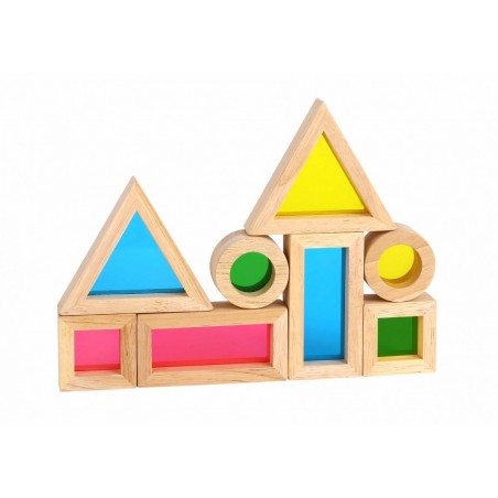 Tooky toy drewniane kolorowe klocki lustra zestaw 8 el. fsc