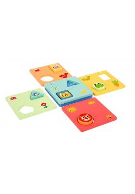 Tooky toy układanka montessori kształty i kolory zwierzątka 6 planszy fsc