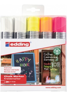 Marker kredowy e-4090 edding, 4-15 mm, 5 szt., mix kolorów